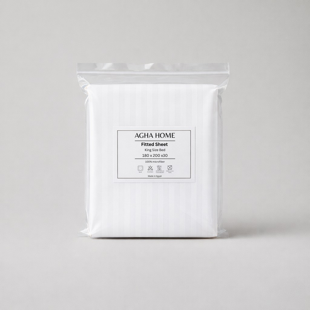 Hotel Stripe Fitted Sheet – 300TC (White)