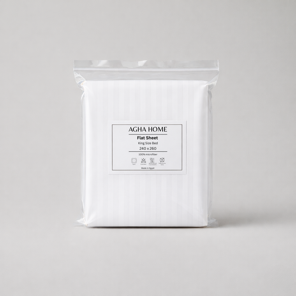 Hotel Stripe Flat Sheet – 300TC (White)