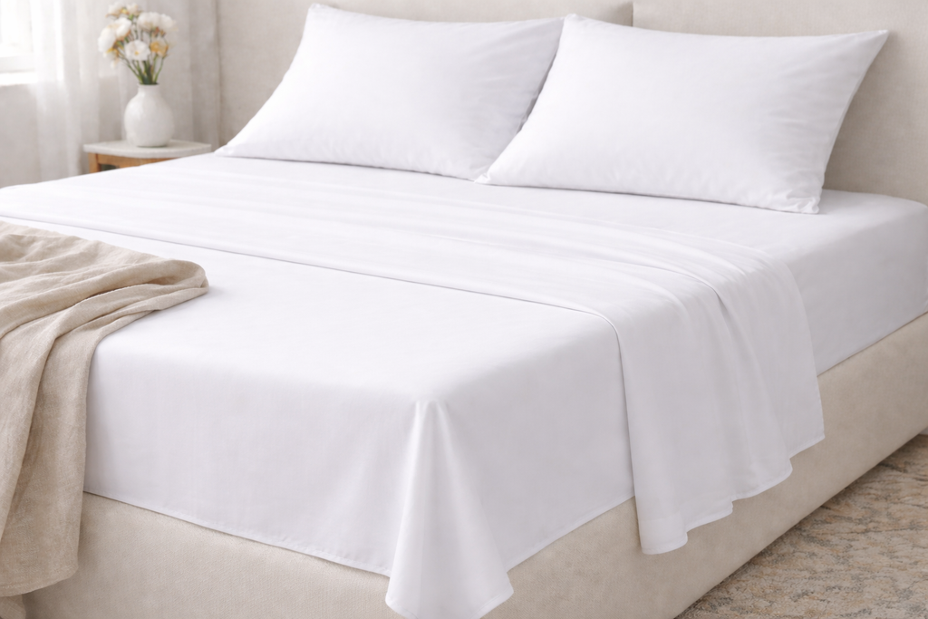 Classic Sateen Flat Sheet – 300TC (White)