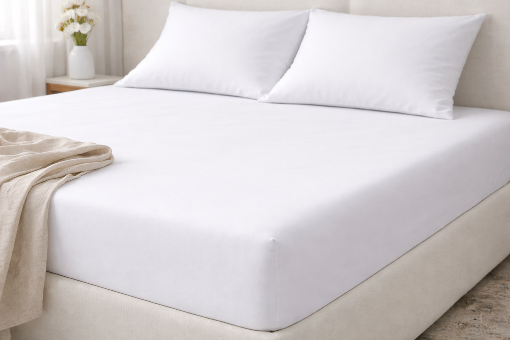 Classic Sateen Fitted Sheet – 300TC (White)