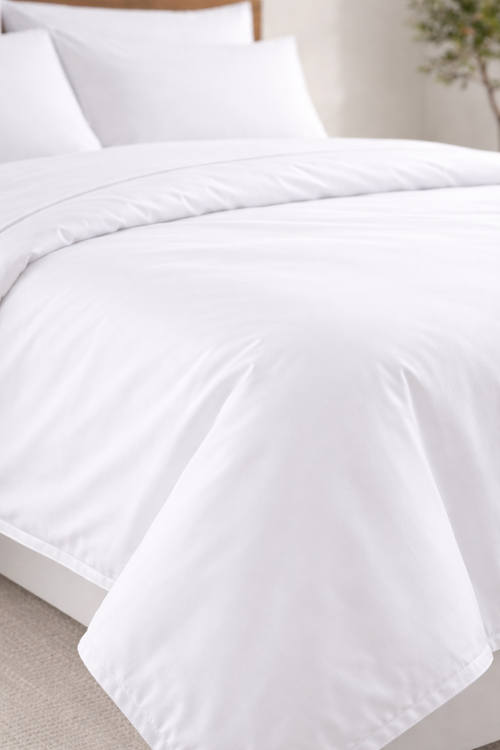 300TC Cotton Percale Duvet Cover – White