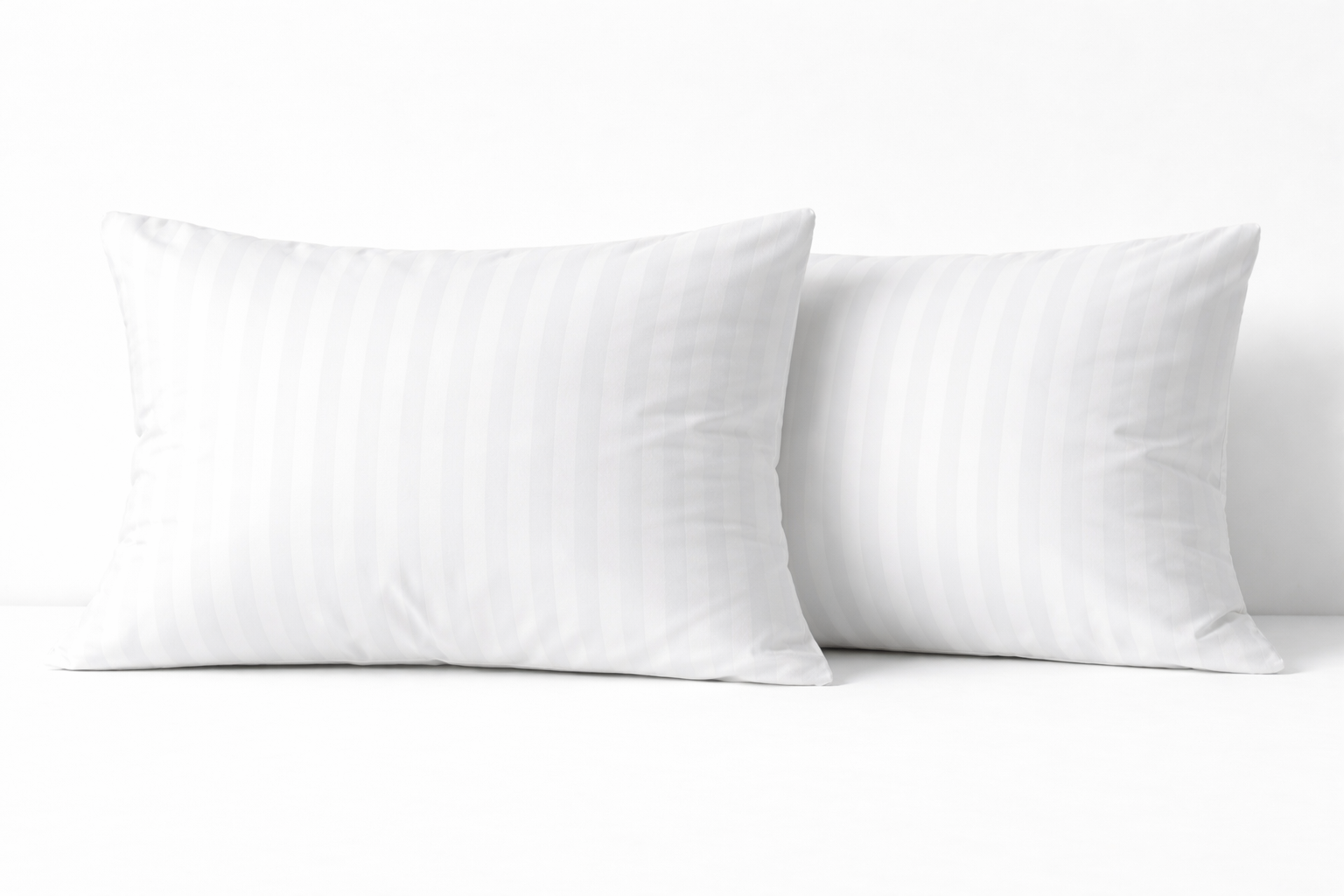 300TC Cotton Striped Pillowcases – White