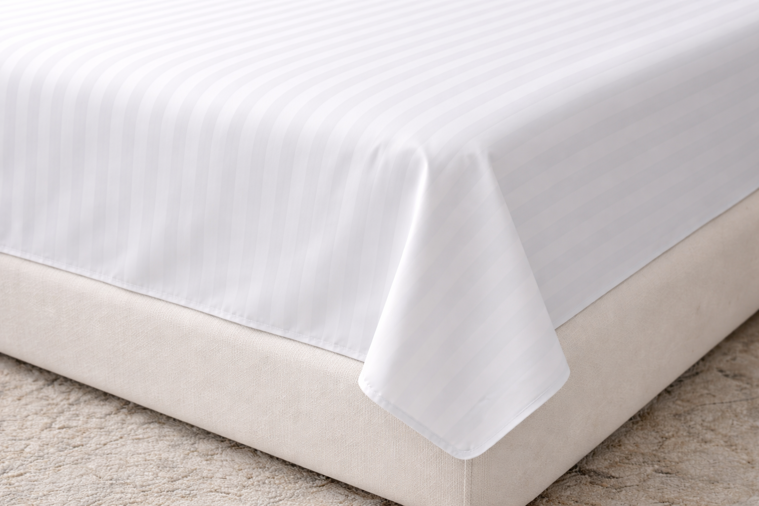 Hotel Stripe Flat Sheet – 300TC (White)