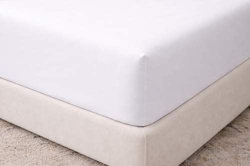 300TC Cotton Percale Fitted Sheet – White
