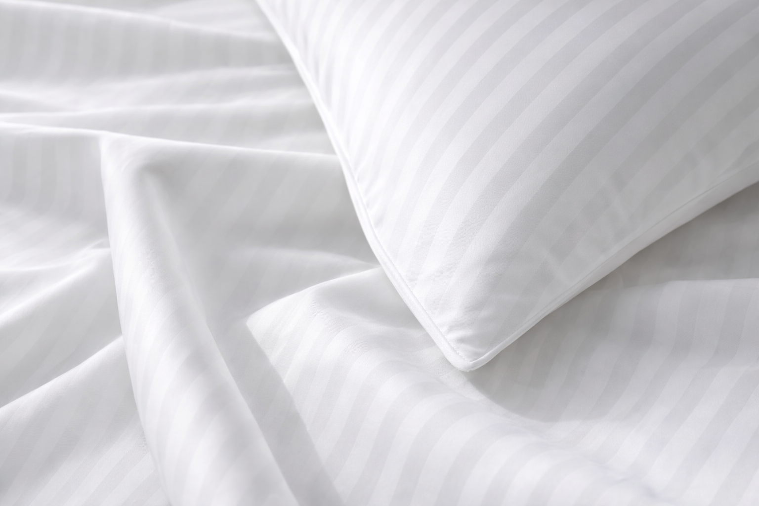 300TC Cotton Striped Pillowcases – White