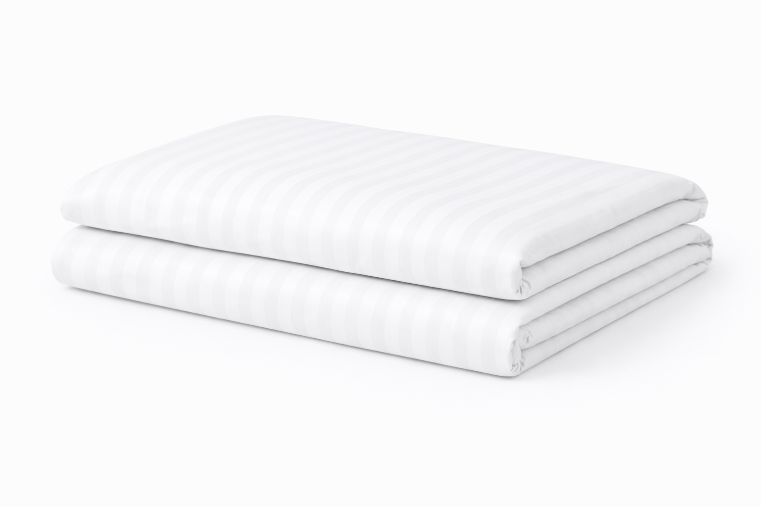300TC Cotton Strip Duvet Cover – White