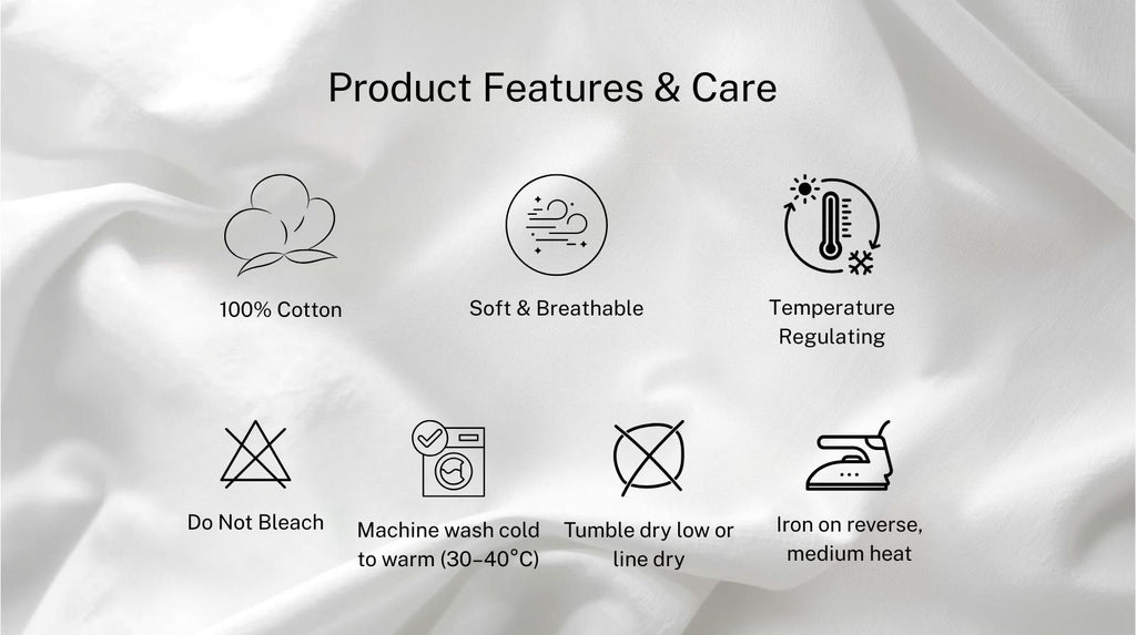 300TC Cotton Percale Pillowcases – White