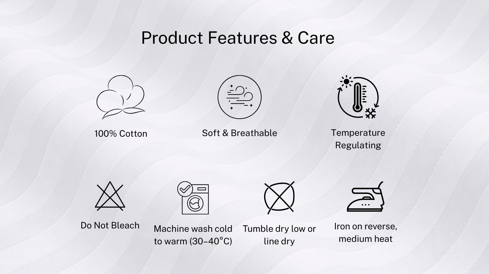 300TC Cotton Strip Duvet Cover – White