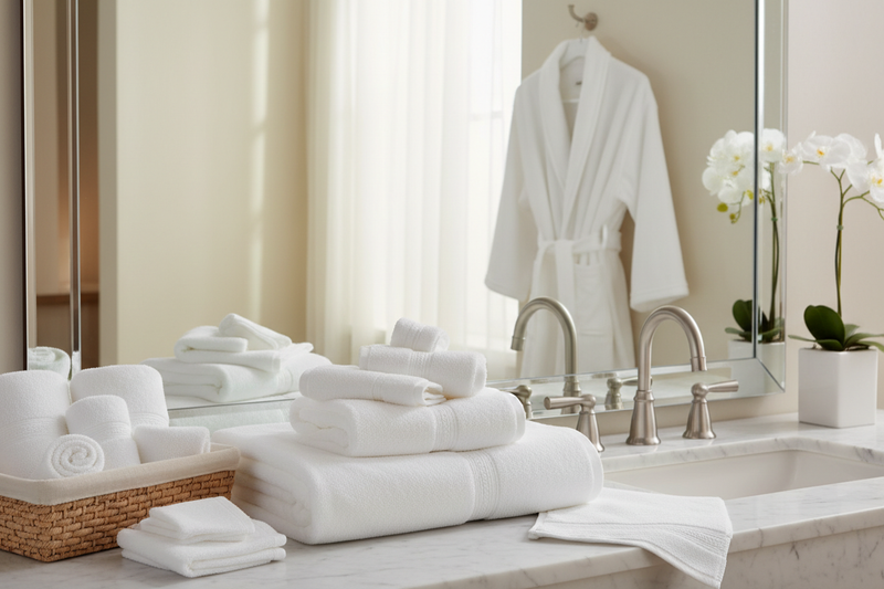 Generate an image for Bath Linens Collection for hotels supply and airbnbs